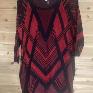 Red And Black Geometric Patterned